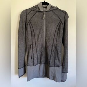 Lululemon Daily Practice Jacket Zip Heathered Herringbone Slate Black US 6